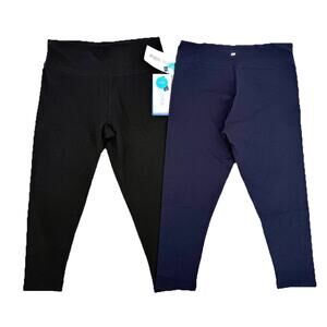 2 Marika Brooke High Rise Tummy Control Mid Calf Capri Size XL Blue & Black New!